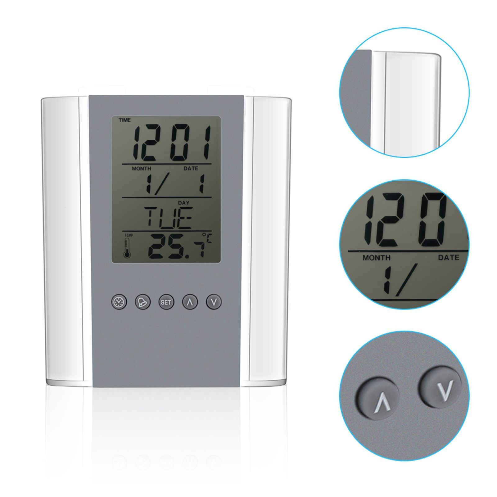 Digital Alarm Clock Temperature Display Table Pencil Holder Case Organizer view 7