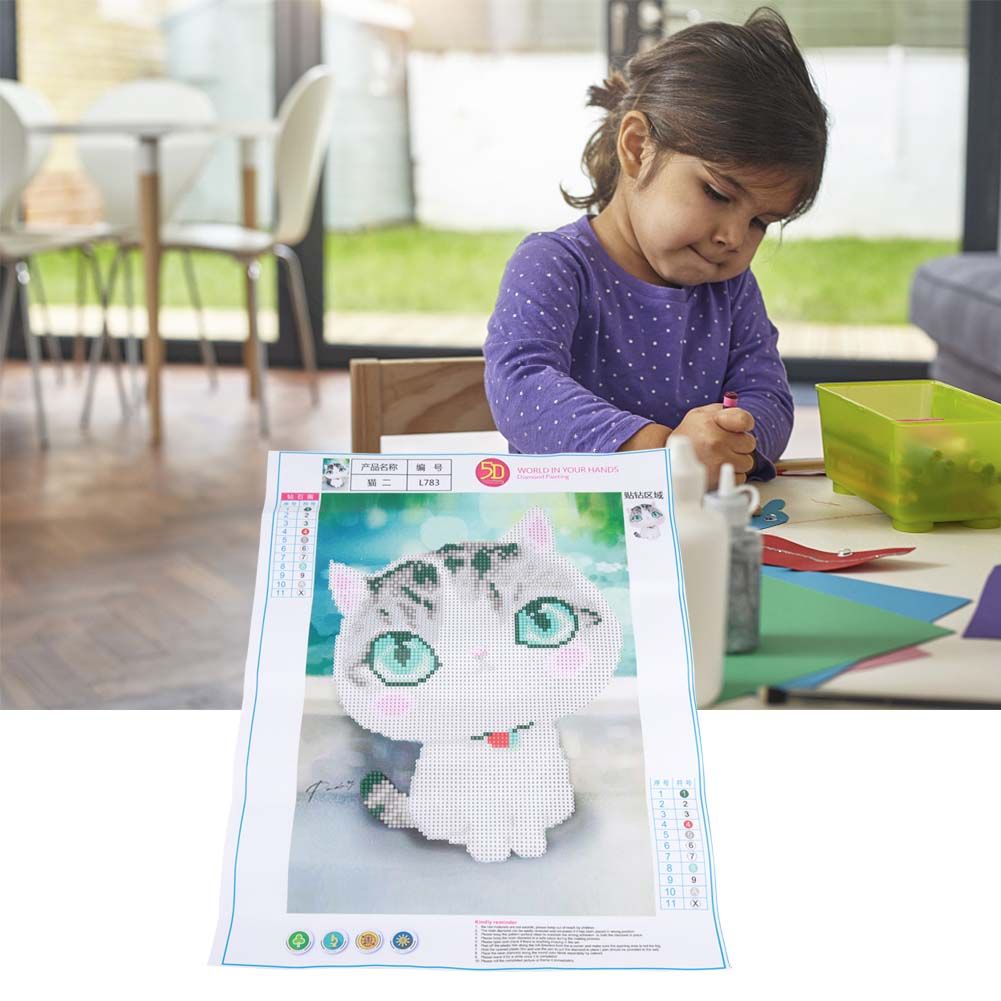 DIY Rhinestone Embroidery Cross Stitch Cat Diamond Painting Art Craft Home view 4