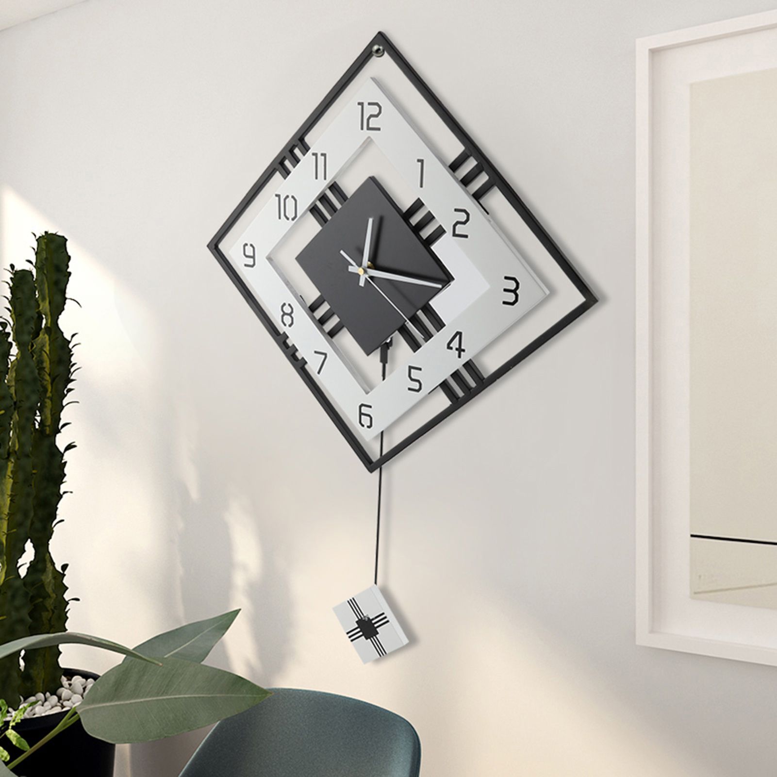 Modern Wall Mounted Clock Pendulum Hanging Clock Home Office Decor view 3