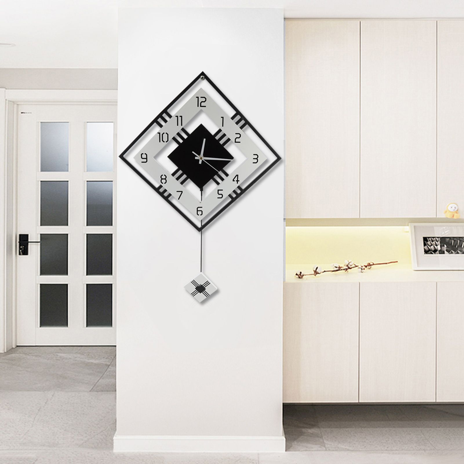 Modern Wall Mounted Clock Pendulum Hanging Clock Home Office Decor view 4