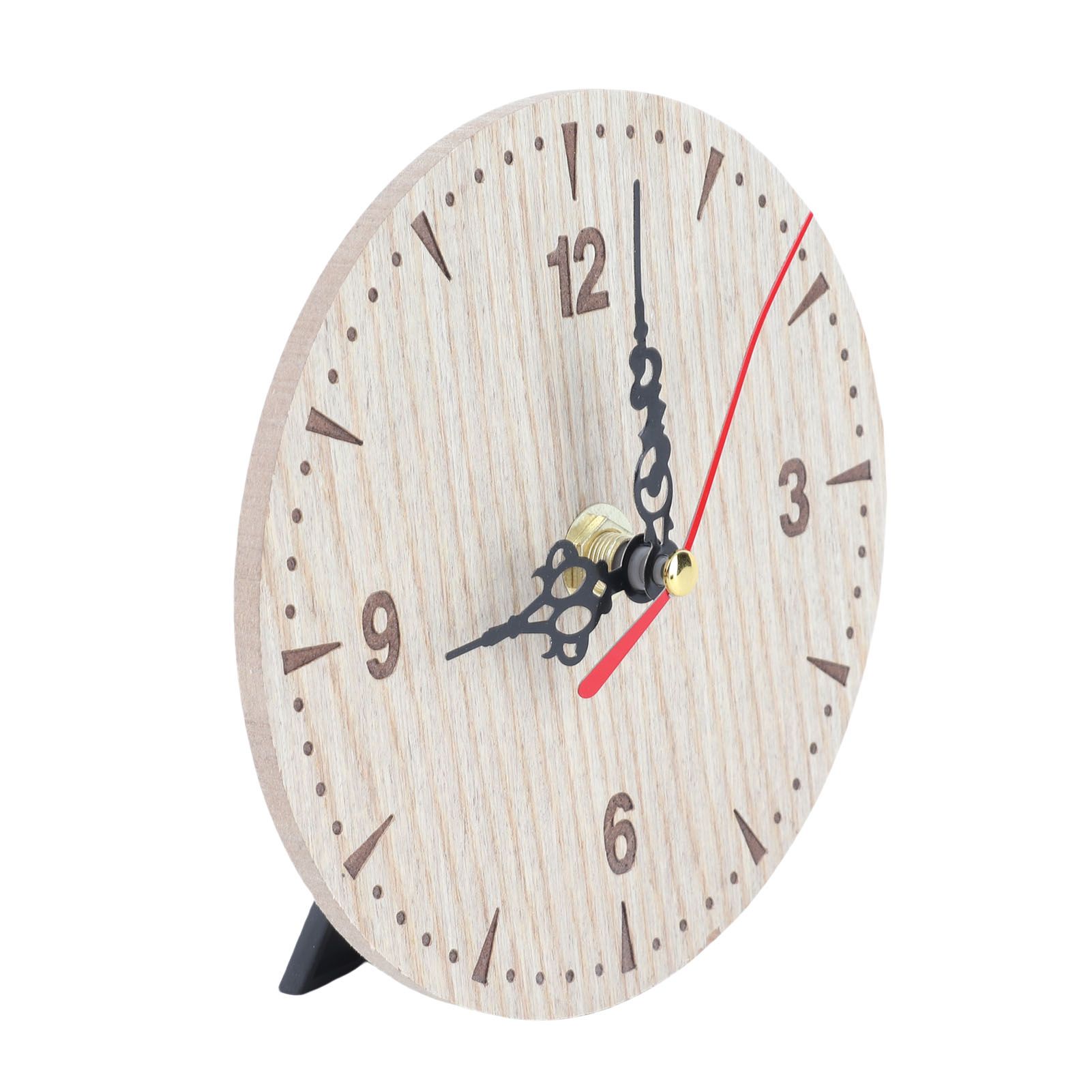 Vintage Round Wood Table Desk Wall Analog Clock for Living Room Bedroom Office — image 1