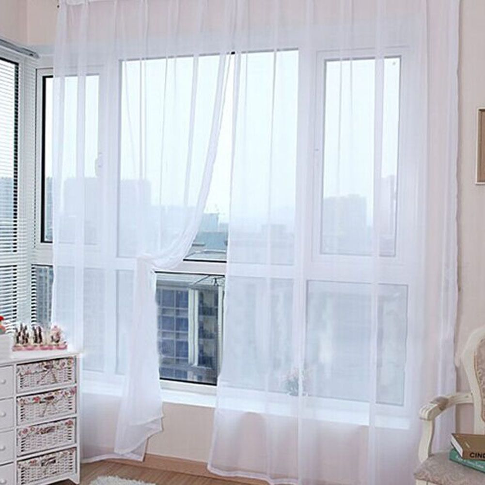 Sheer Rod Pocket Window Curtain Bedroom Balcony Drape Curtain Window Treatment view 5