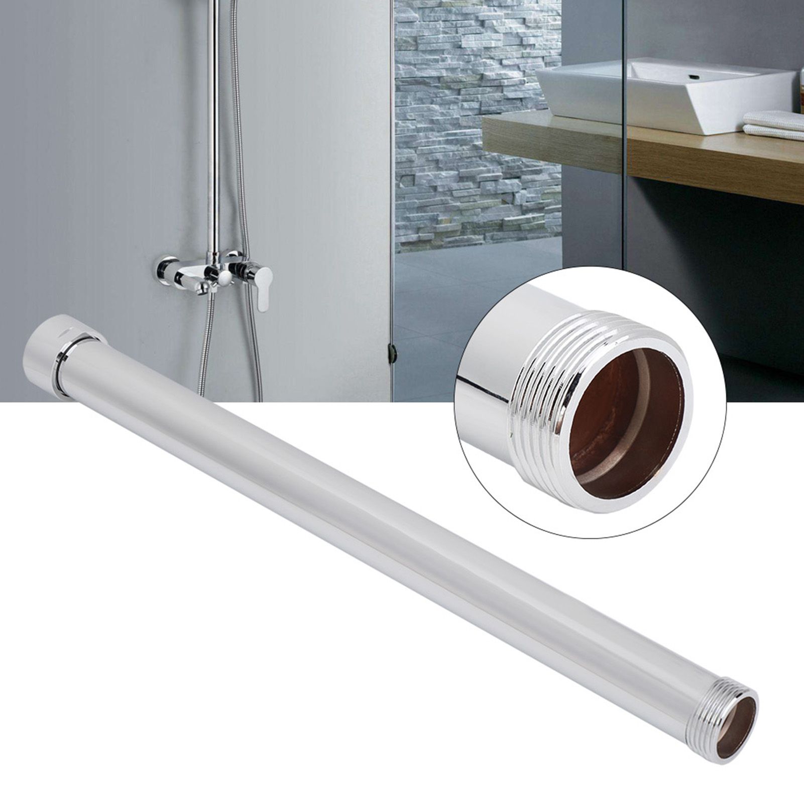 25mm Diameter Copper Electroplating Shower Extension Tube Arm Pipe Bathroom view 11