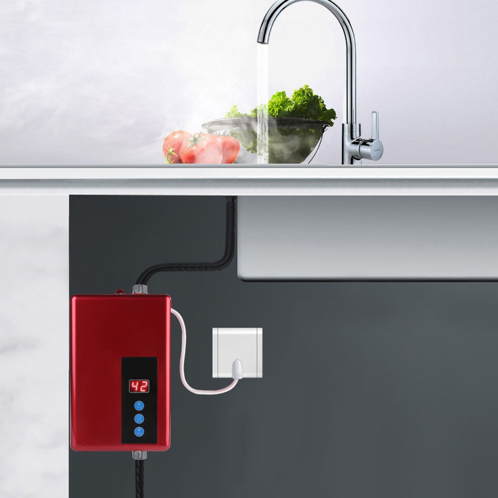 220V 5.5KW Mini Instant Electric Water Heater Tankless Shower Hot Water System
