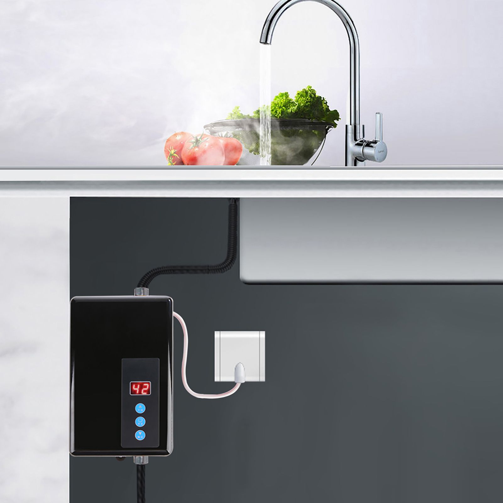220V 5.5KW Mini Instant Electric Water Heater Tankless Shower Hot Water System view 3