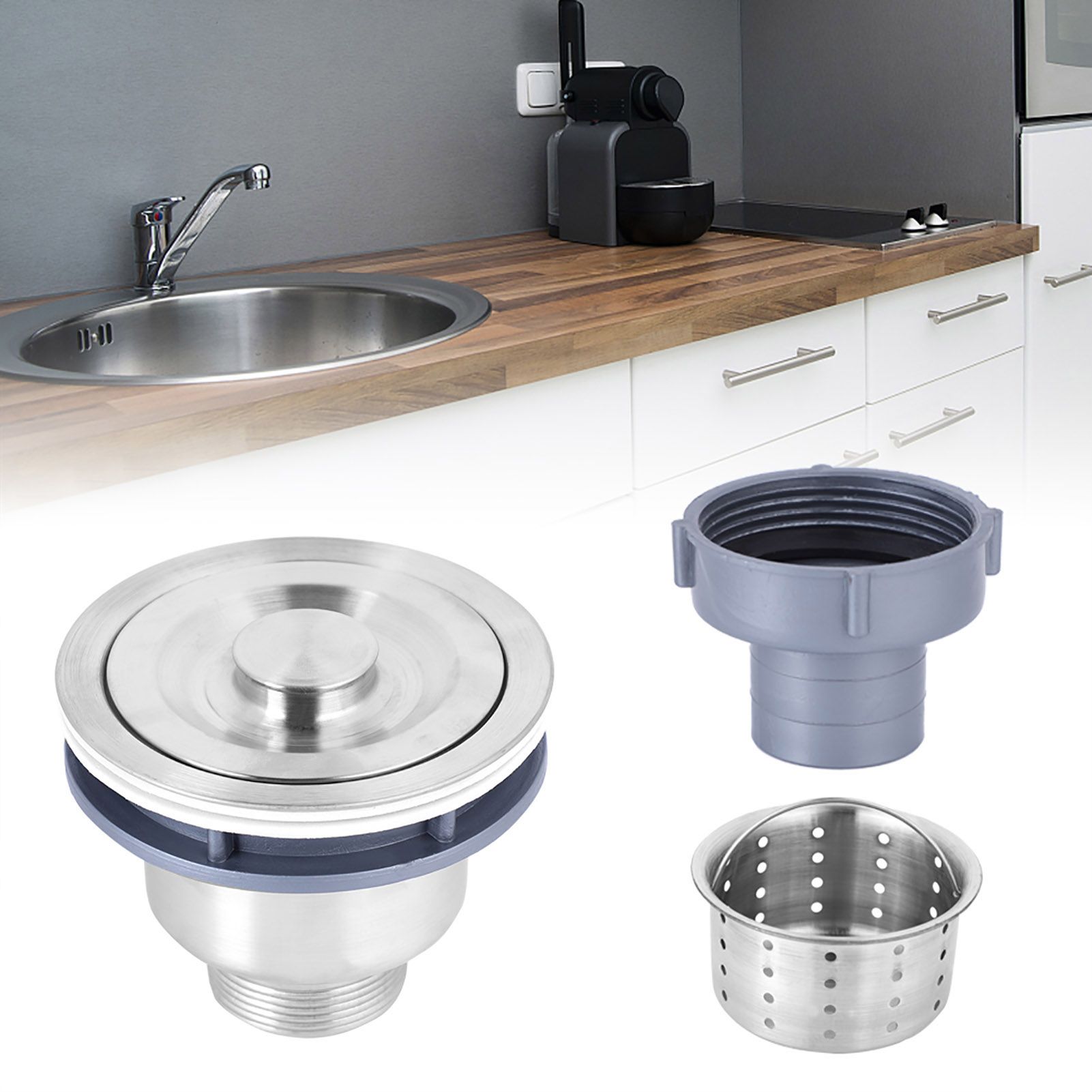 Stainless Steel Silver Sink Drains Sink Strainers Kitchen Drain Stopper view 5