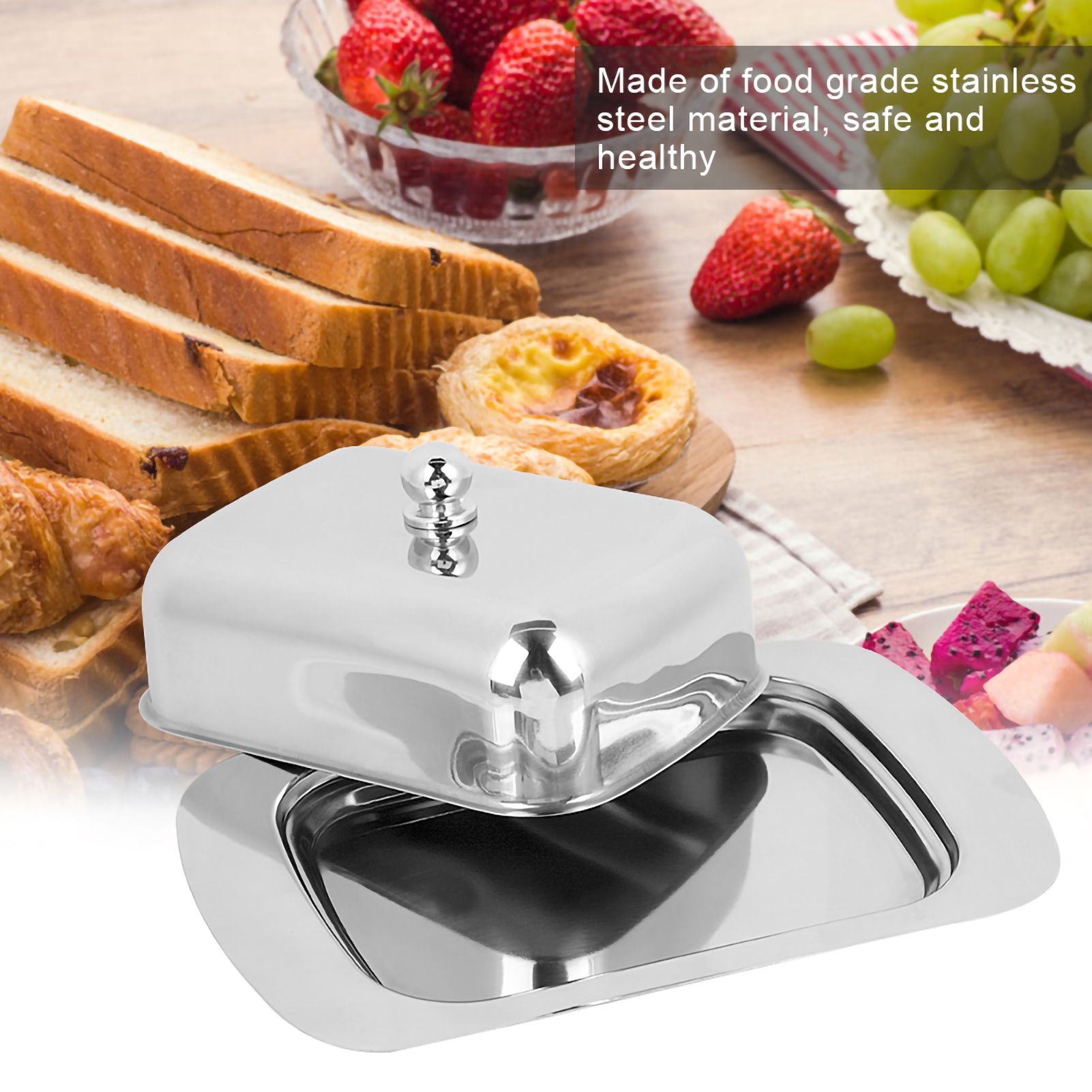 Stainless Steel Butter Cheese Dish Tray Box Food Storage Dessert Container view 11