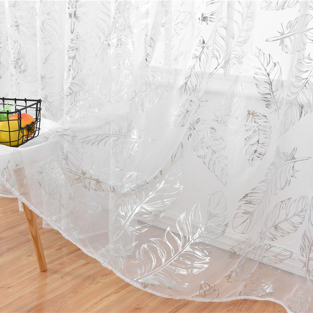 Tulle Window Door Curtain Drape Bedroom Living Room Coffee Shop (Silver) view 7