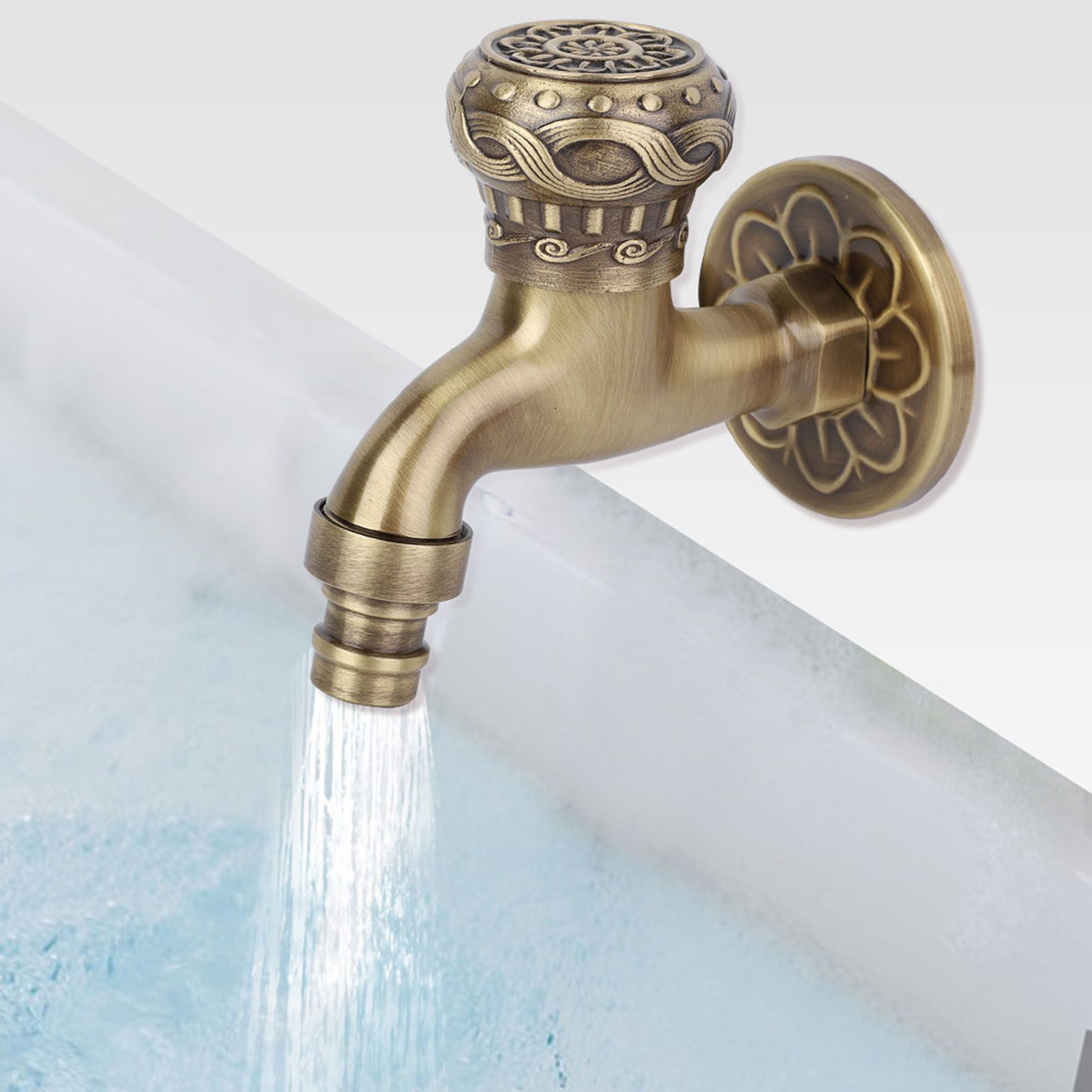 G1/2" Antique Brass Laundry Bathroom Washing Machine Wall Mounted Water Faucet view 5
