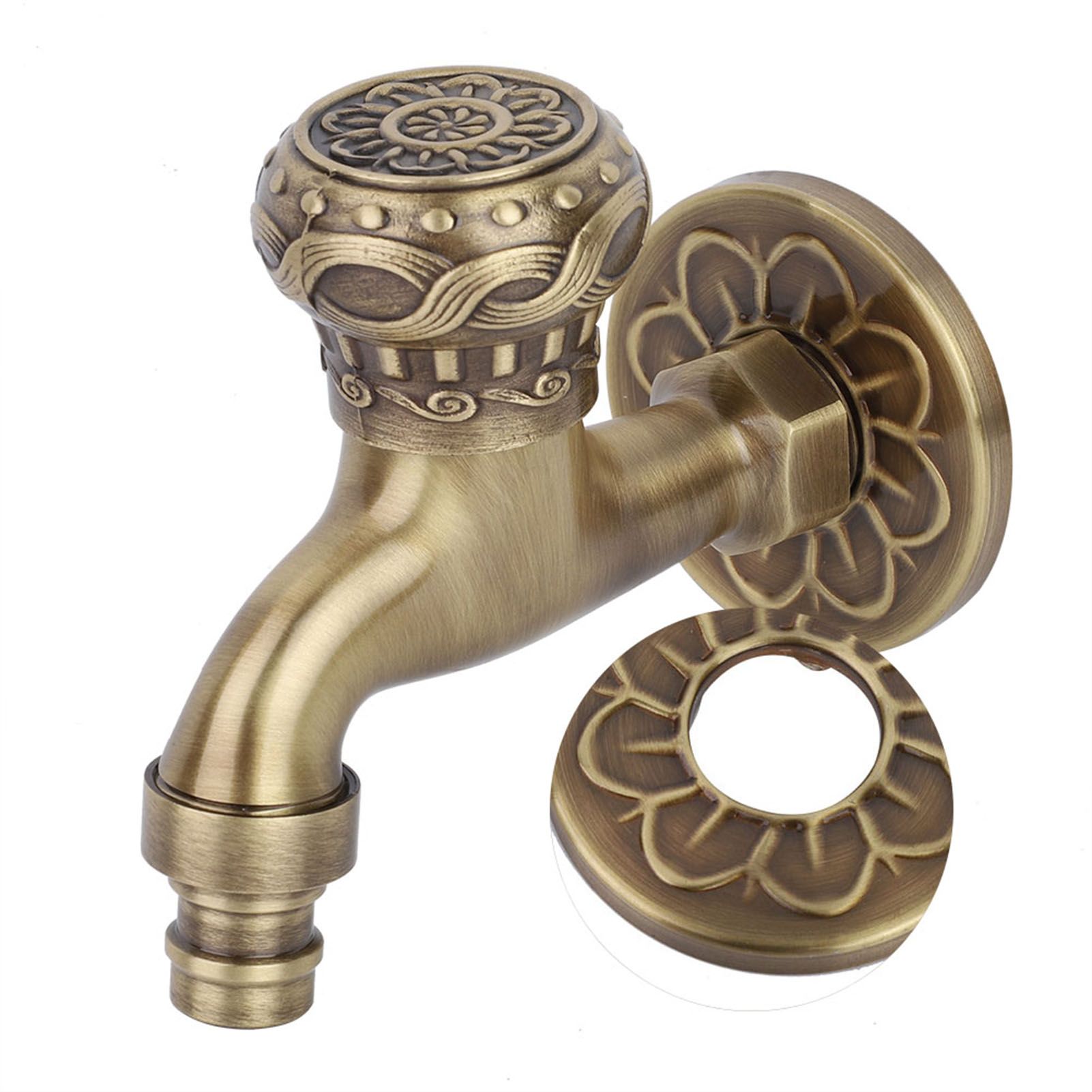 G1/2" Antique Brass Laundry Bathroom Washing Machine Wall Mounted Water Faucet view 6