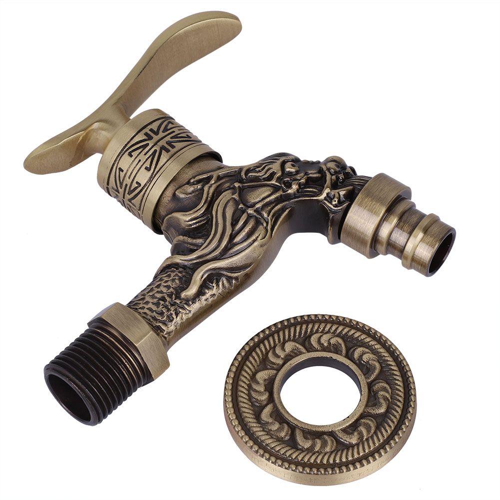 G1/2" Antique Brass Laundry Bathroom Washing Machine Wall Mounted Water Faucet view 2