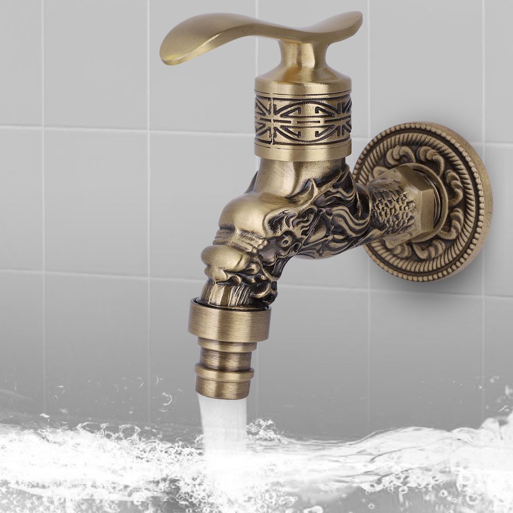 G1/2" Antique Brass Laundry Bathroom Washing Machine Wall Mounted Water Faucet view 3