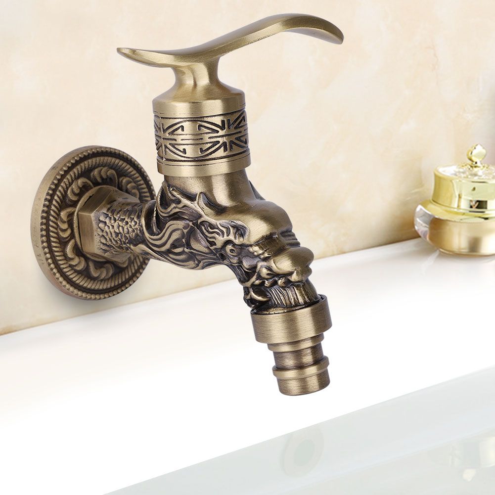 G1/2" Antique Brass Laundry Bathroom Washing Machine Wall Mounted Water Faucet view 5