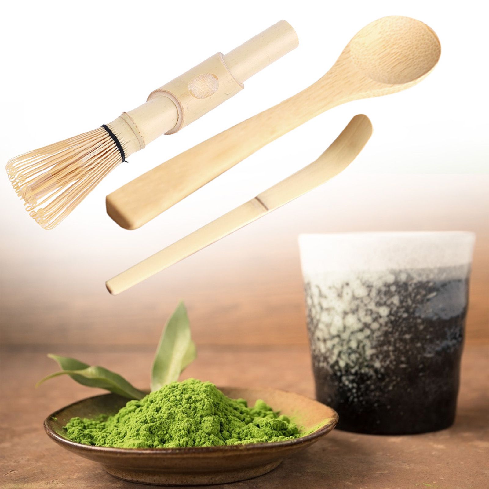 3pcs Bamboo Matcha Making Set Matcha Tea Whisk Hooked Bamboo Scoop Chashaku