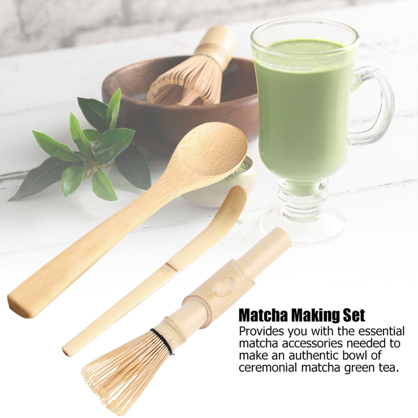 3pcs Bamboo Matcha Making Set Matcha Tea Whisk Hooked Bamboo Scoop Chashaku view 6