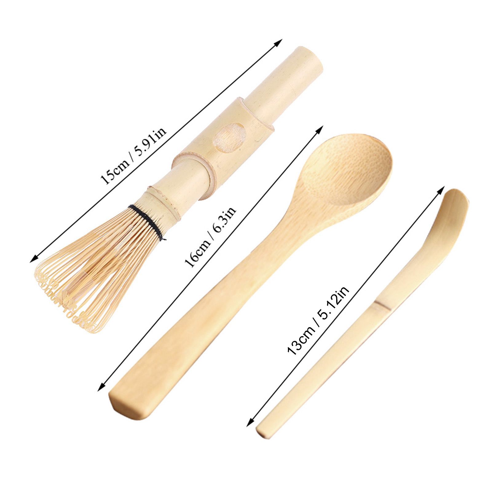 3pcs Bamboo Matcha Making Set Matcha Tea Whisk Hooked Bamboo Scoop Chashaku view 7