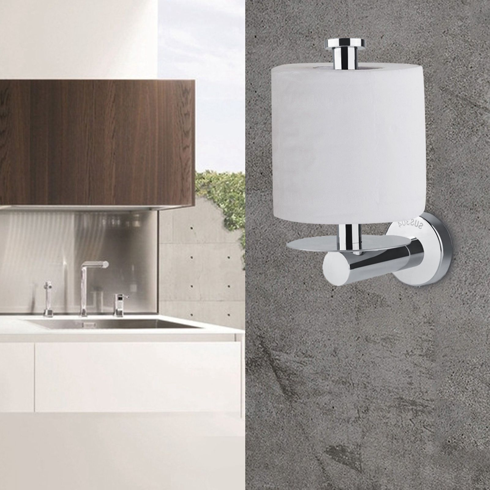 Wall Mount Stainless Steel Toilet Paper Holder Tissue Paper Dispenser view 3