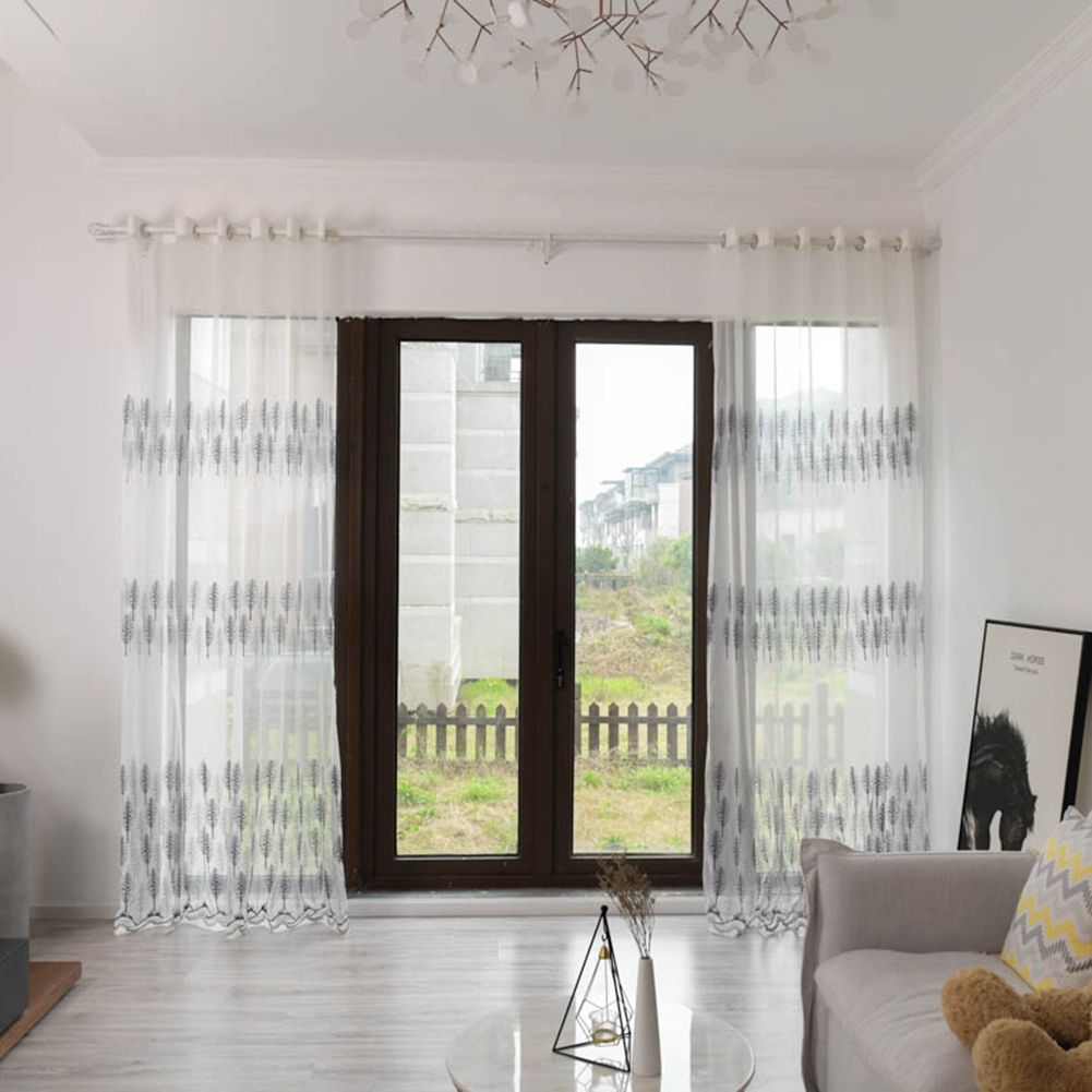 Polyester Window Curtain Valances Voile Bedroom Living Room Decor (Blue) view 3