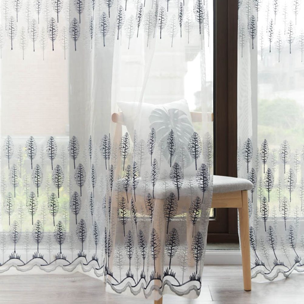 Polyester Window Curtain Valances Voile Bedroom Living Room Decor (Blue) view 7