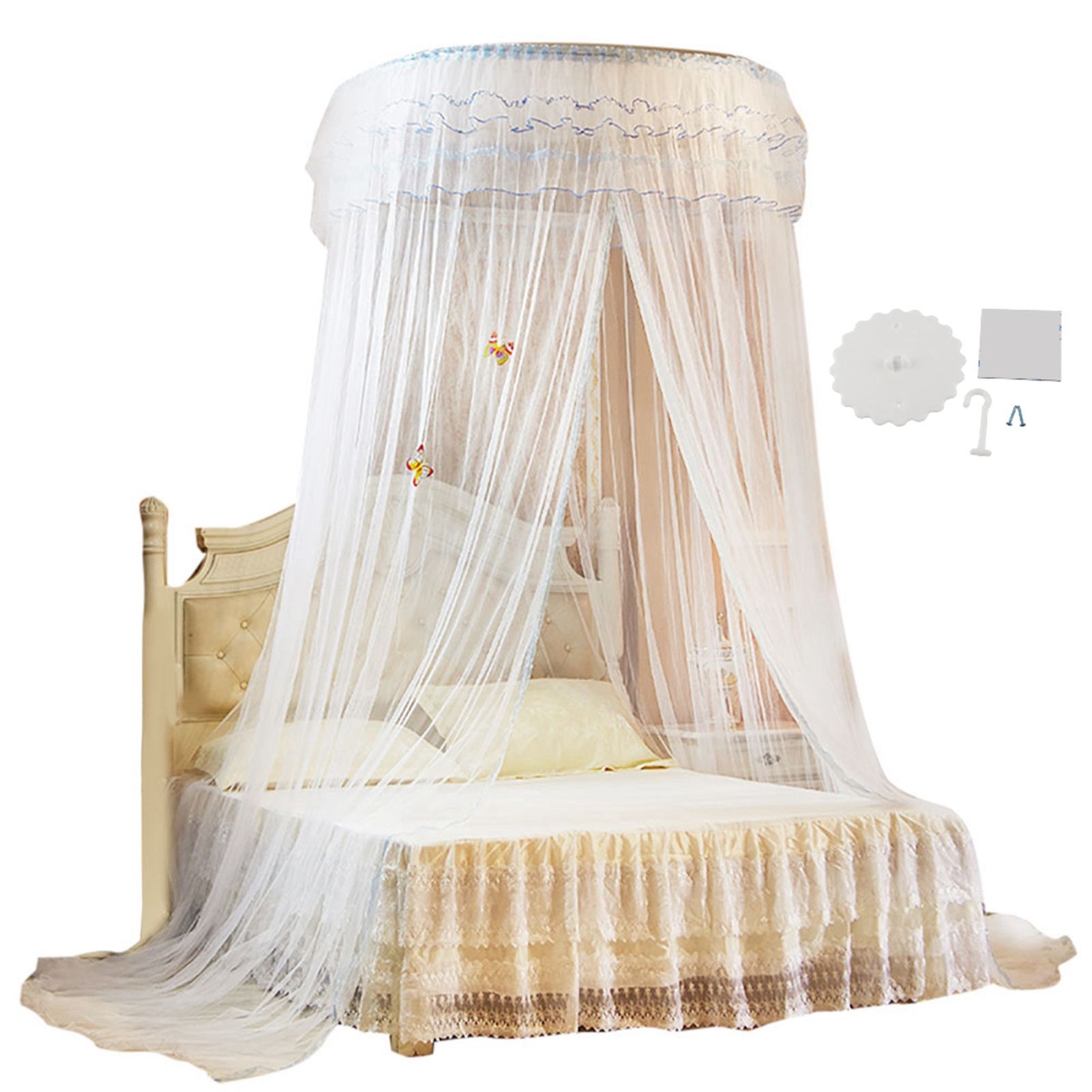 Breathable Round Canopy Lace Princess Style Mosquito Net Bed Curtain Netting view 2