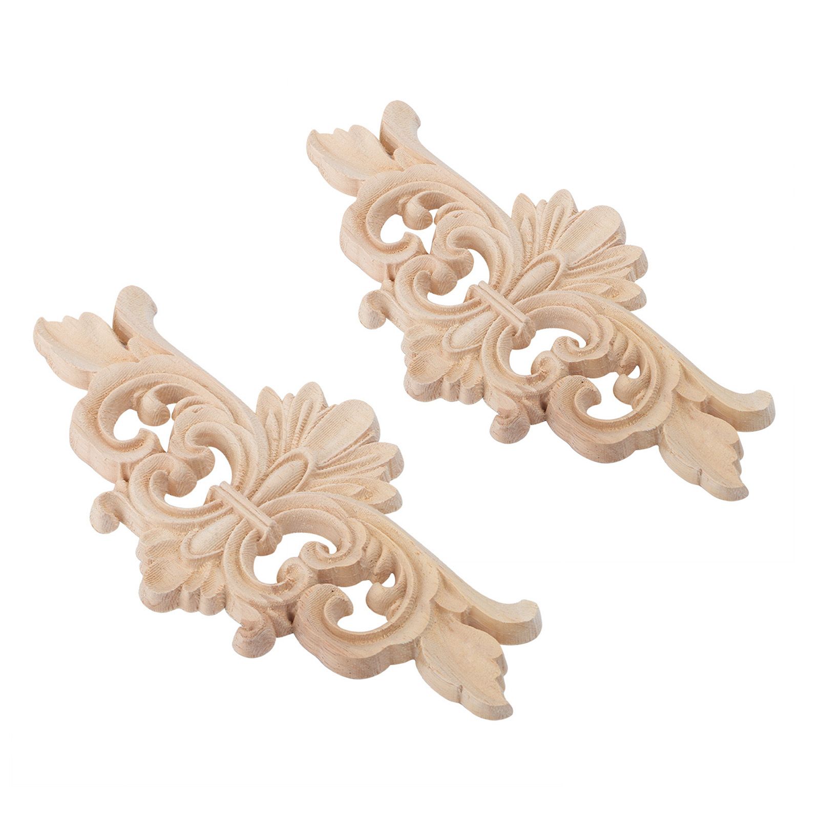 2Pcs Flower Carved Long Onlay Applique Carving Decal Furniture Decoration (#1 view 5