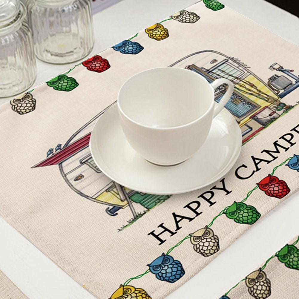 Unique Designed Delicate Environmental Cartoon Camping RV Cotton Linen view 3