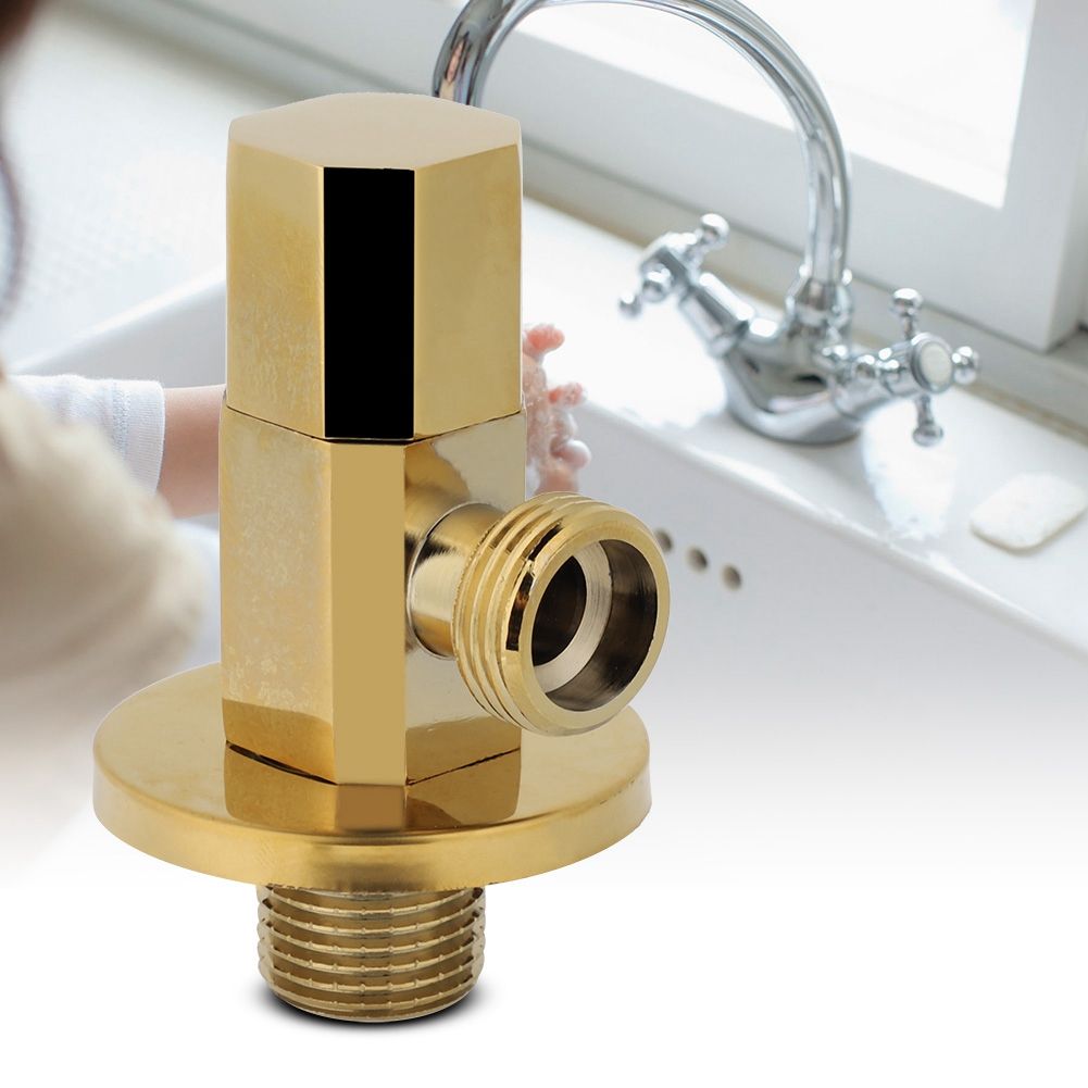 Bathroom Brass Gold Angle Stop Valve Water Control Valve Faucet Angle Valve view 3