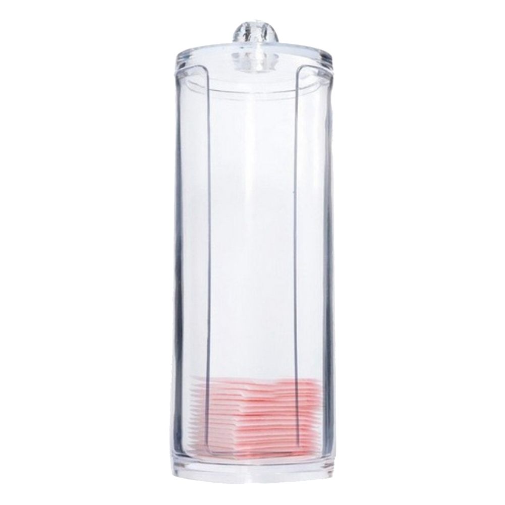 Transparent Round Plastic Container Cotton Pad Holder Makeup Cosmetic Storage view 2