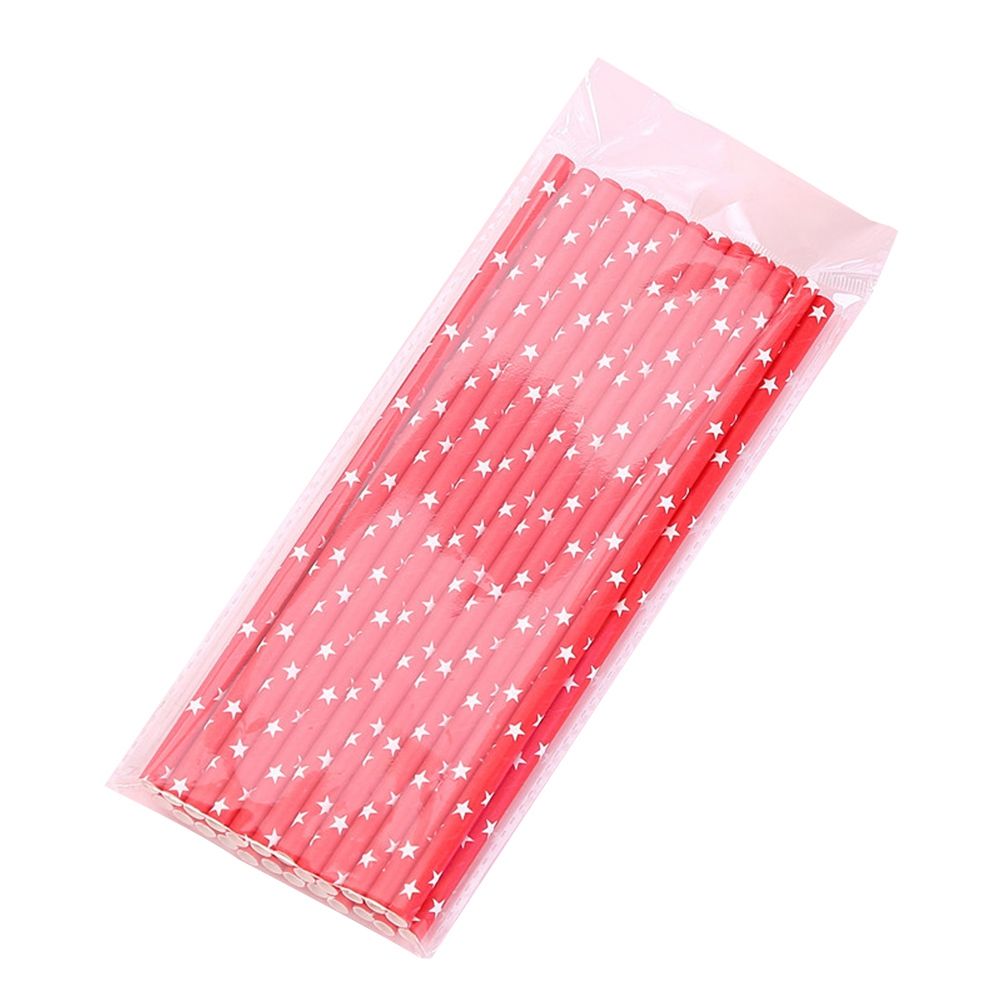 25Pcs Disposable Drinking Paper Straws Star Pattern Party Festival Wedding view 2