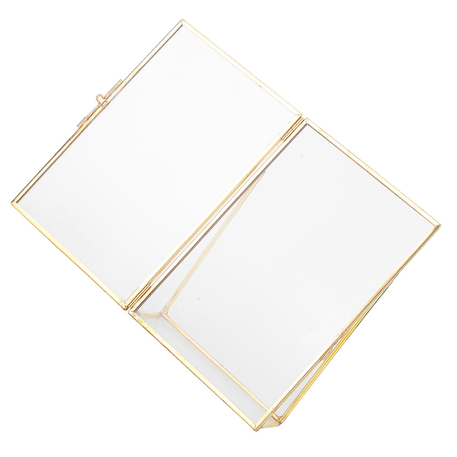 Brass Retro Glass Metal Desktop Photo Frame Bracket Copper Strip Metal Photo view 9