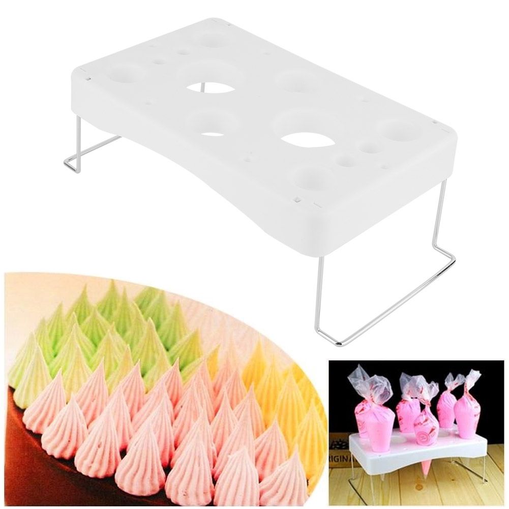 White Cream Piping Bag Holder Stand Shelf Display Rack Cake Baking Tool Accessory view 4