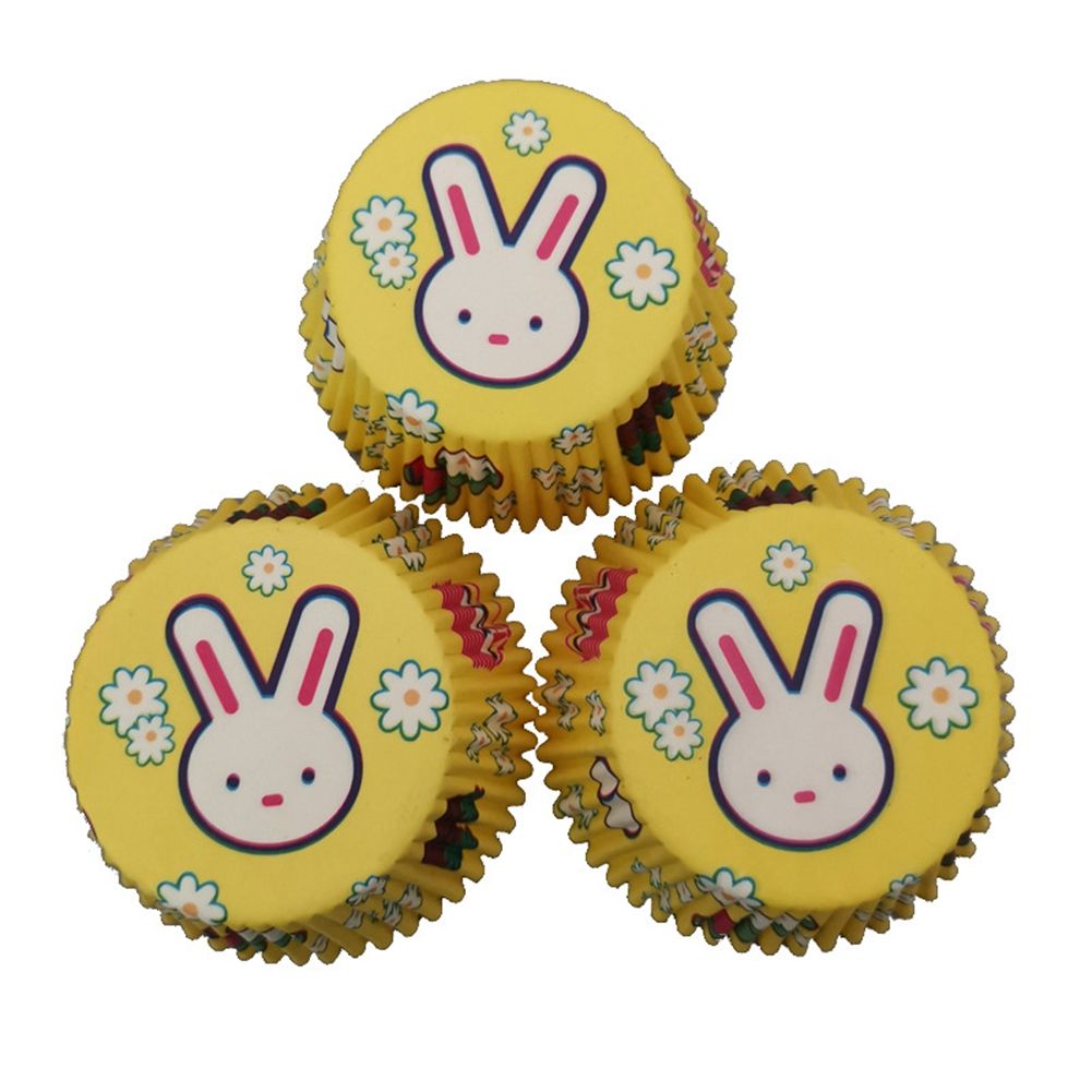 100Pcs Cupcake Liners Rabbit Printing Muffin Paper Cups Heat resistant Oil