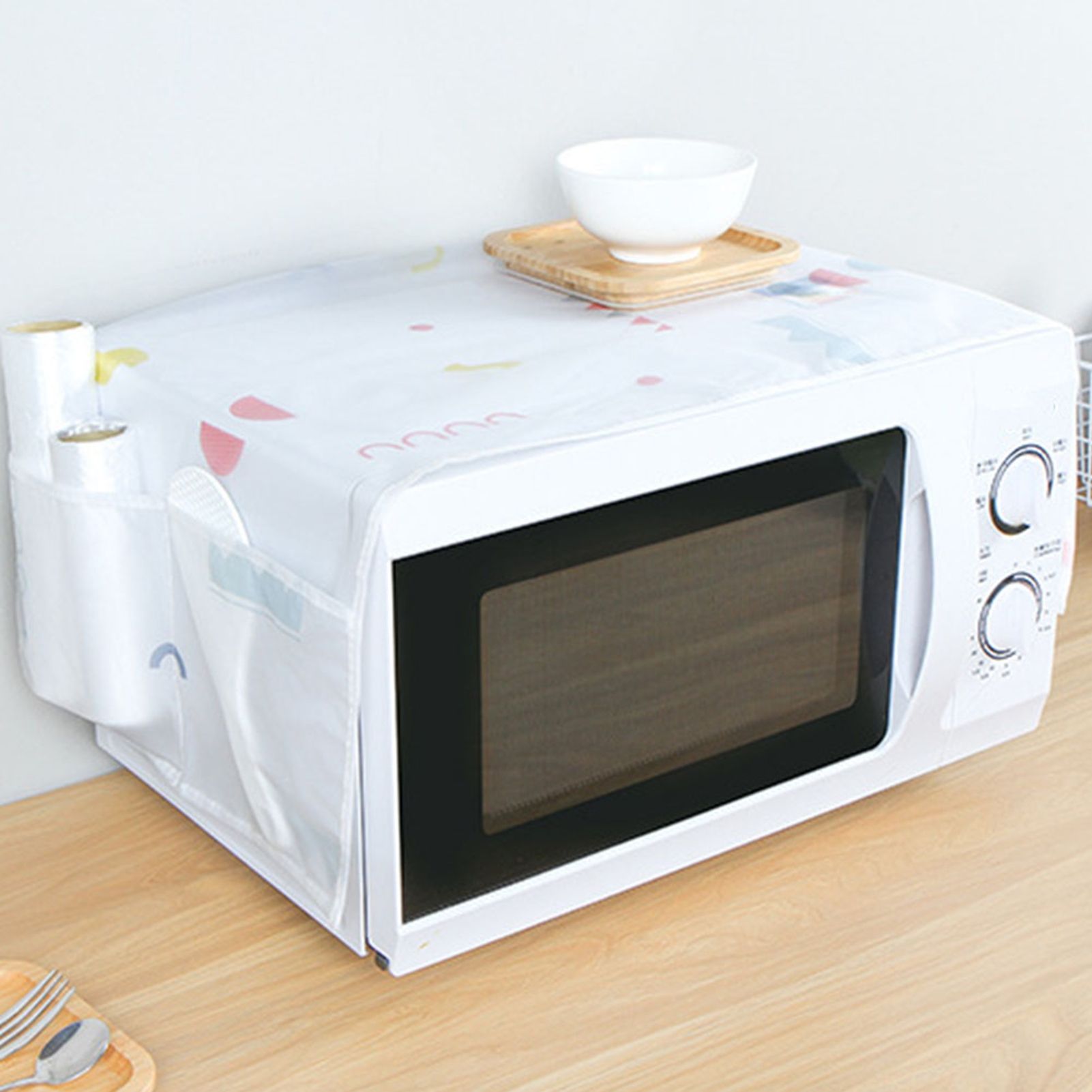 Microwave Oven Cover Kitchen Oil Dust Proof Double Pockets Storage Bag Accessories view 5