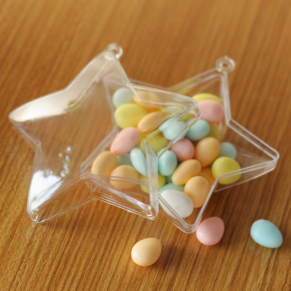 5Pcs Clear Favor Boxes Plastic Gift Box Star Shaped Candy Boxes for Wedding Party view 4