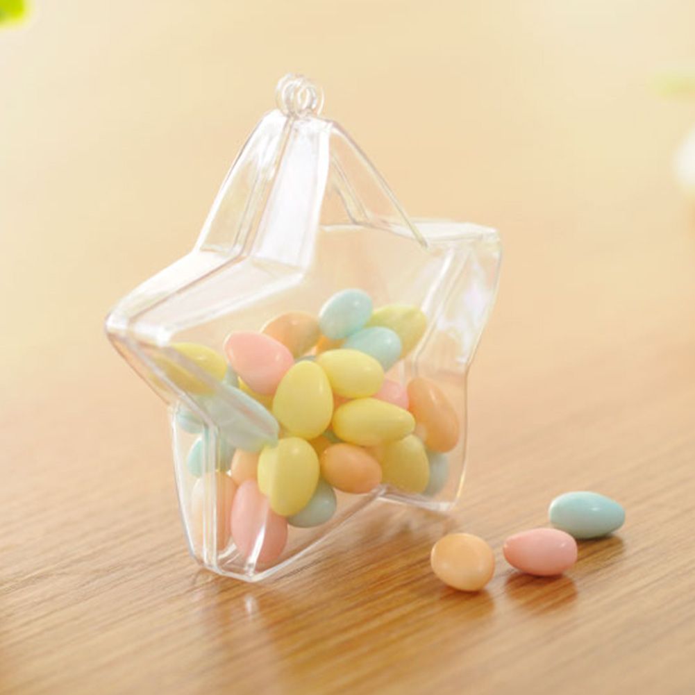 5Pcs Clear Favor Boxes Plastic Gift Box Star Shaped Candy Boxes for Wedding Party view 6