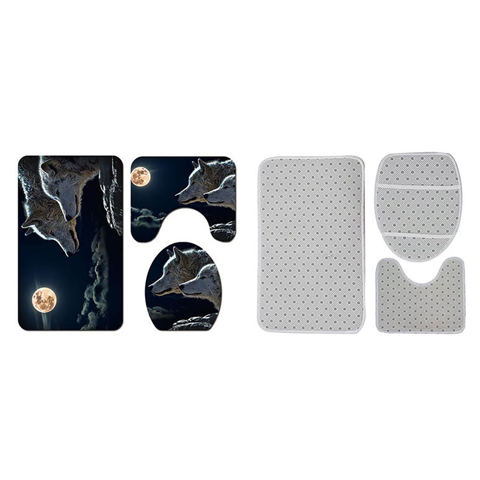 3PCS Night Theme Shower Waterproof Non Slip Bathroom Mat Rug Toilet Lid Cover Set view 5