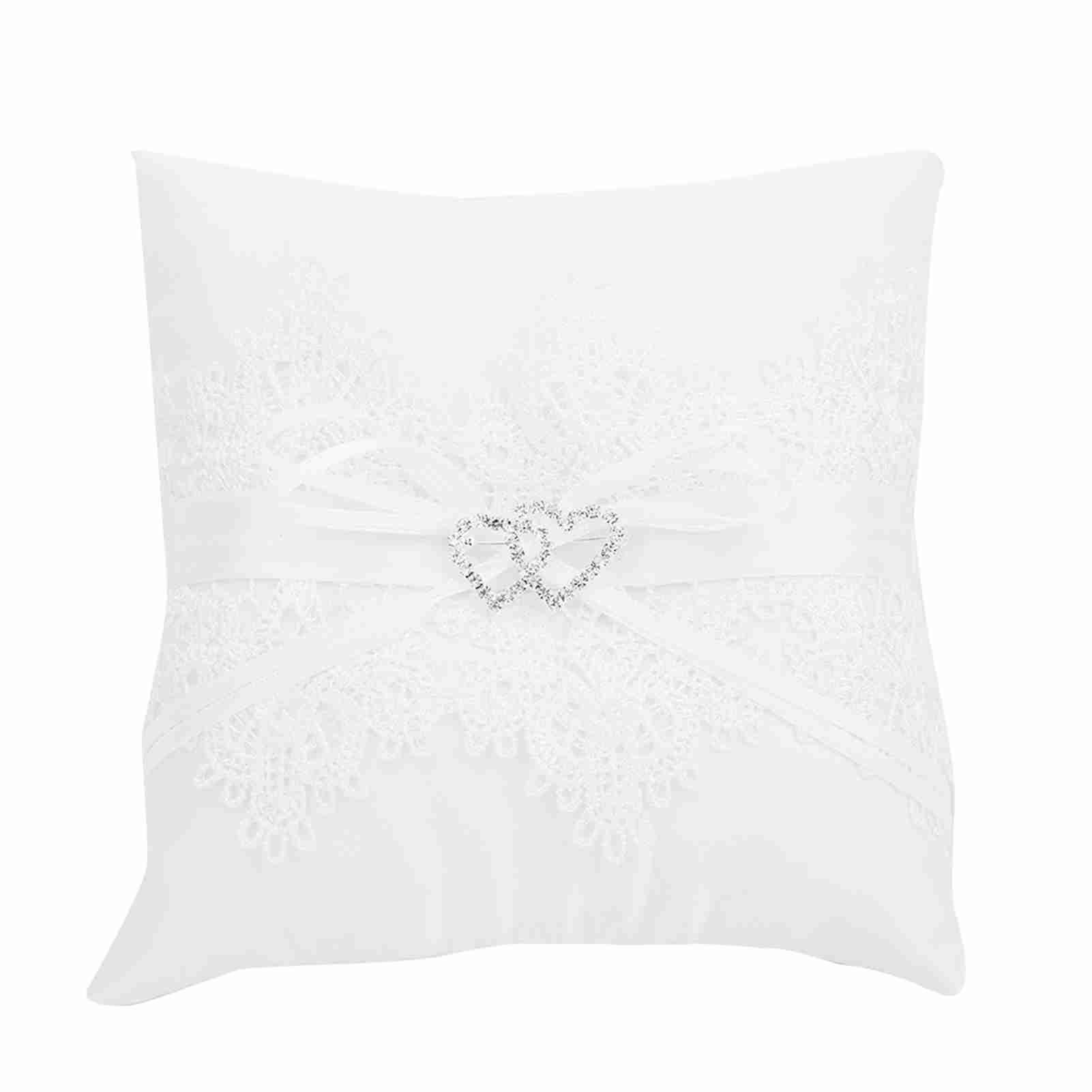 Ivory Satin Flower Girl Basket Wedding Ring Cushion Pillow Lace Floral view 2