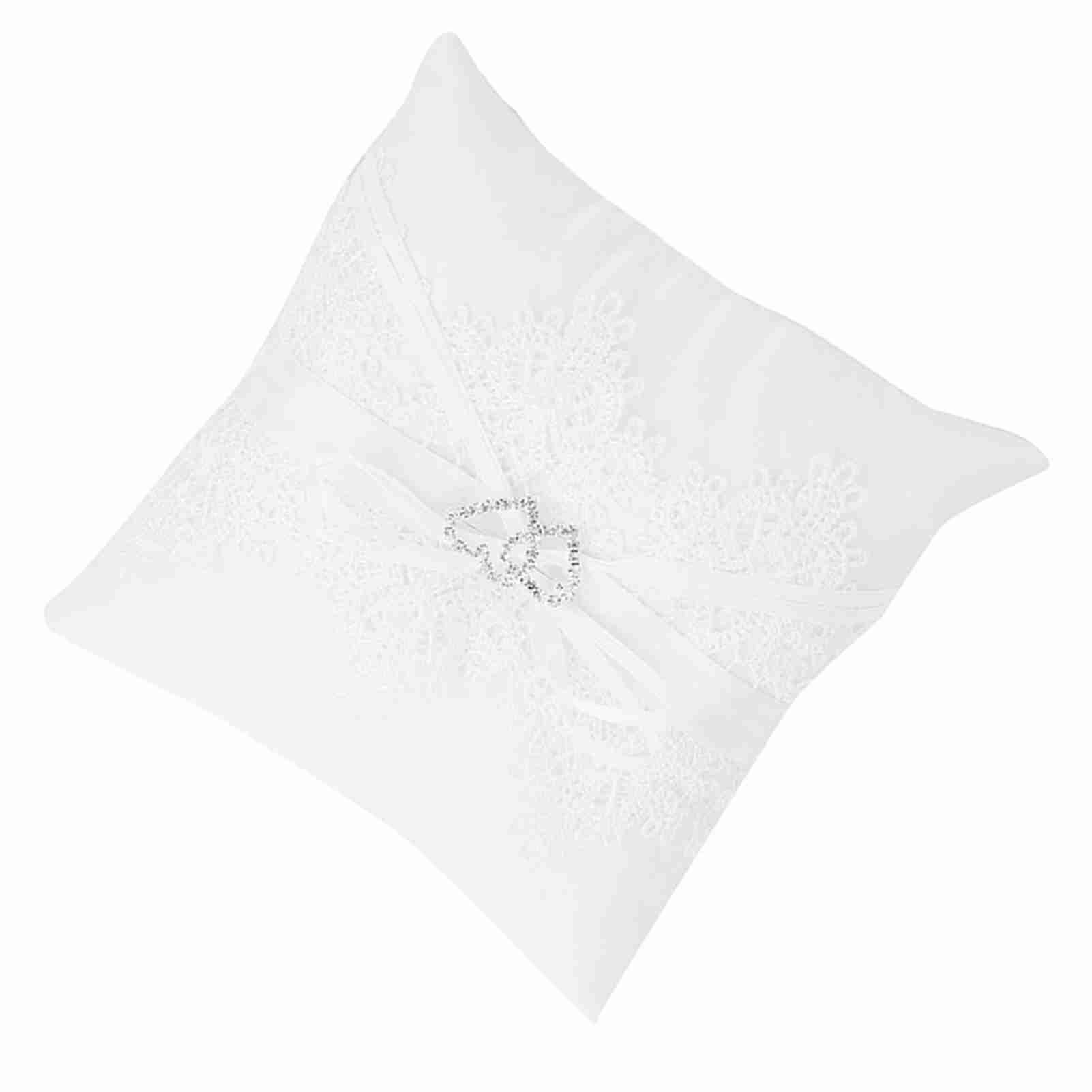 Ivory Satin Flower Girl Basket Wedding Ring Cushion Pillow Lace Floral view 5