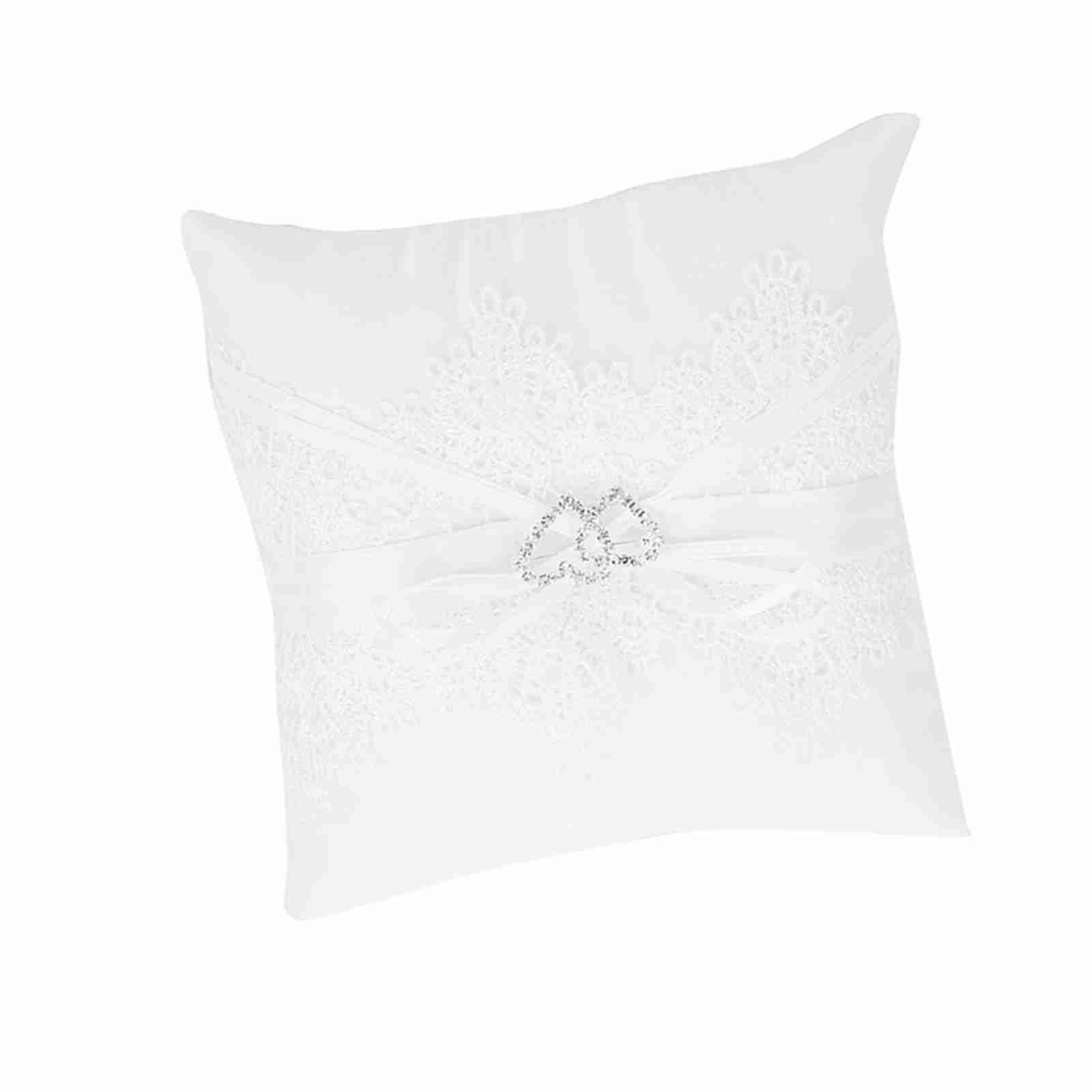Ivory Satin Flower Girl Basket Wedding Ring Cushion Pillow Lace Floral view 7