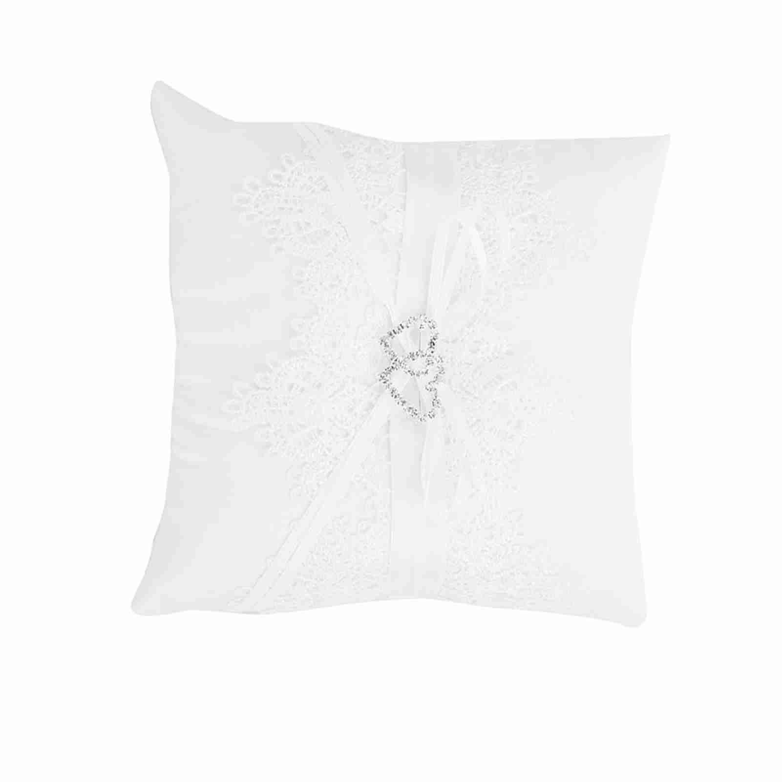 Ivory Satin Flower Girl Basket Wedding Ring Cushion Pillow Lace Floral view 10