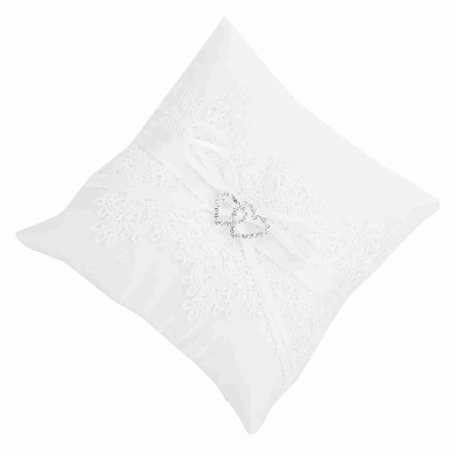Ivory Satin Flower Girl Basket Wedding Ring Cushion Pillow Lace Floral view 12