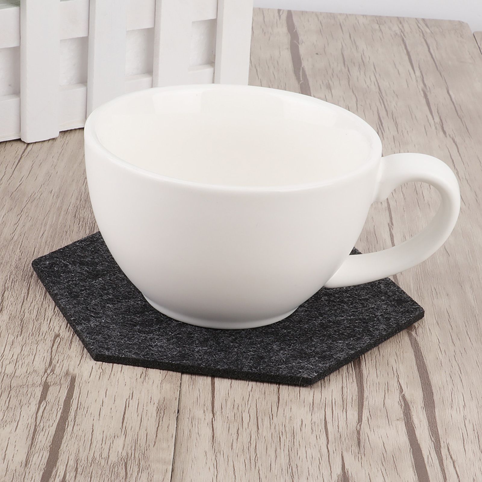 10PCS/Set Felt Fabric Cup Hexagon Mat Drink Coaster Beer Coffee Placemat view 5