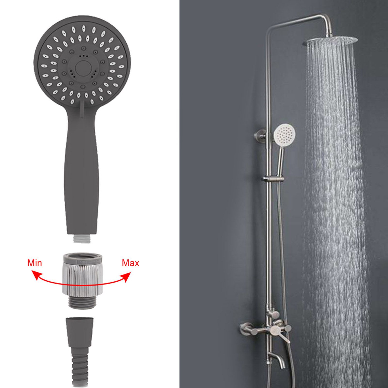 Screw in Shower Head Water Flow Pressure Adjustment Regulator Bathroom Accessory view 6