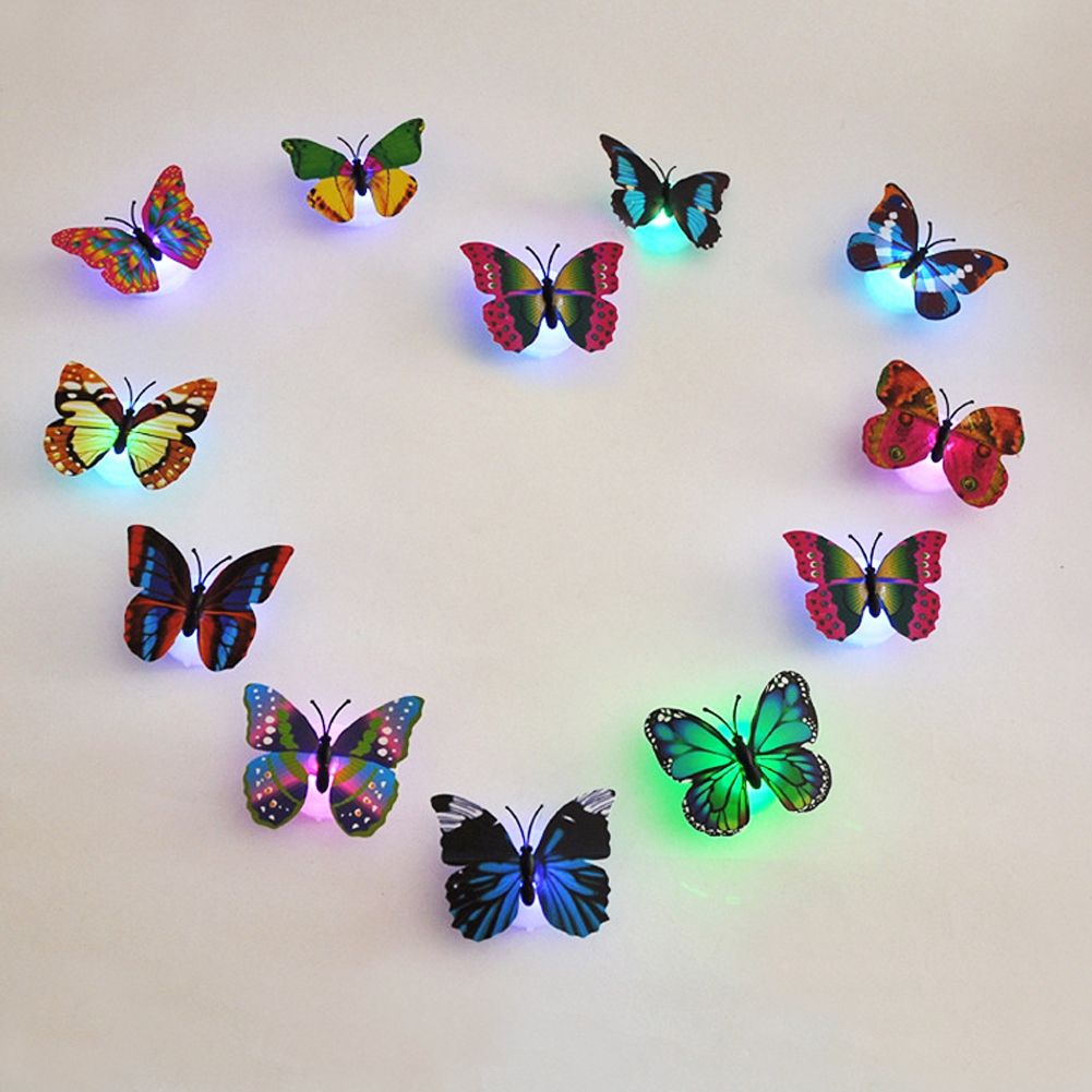 10pcs Glowing Butterfly Luminous Wall Decals DIY Stickers Glow In The Dark For view 3