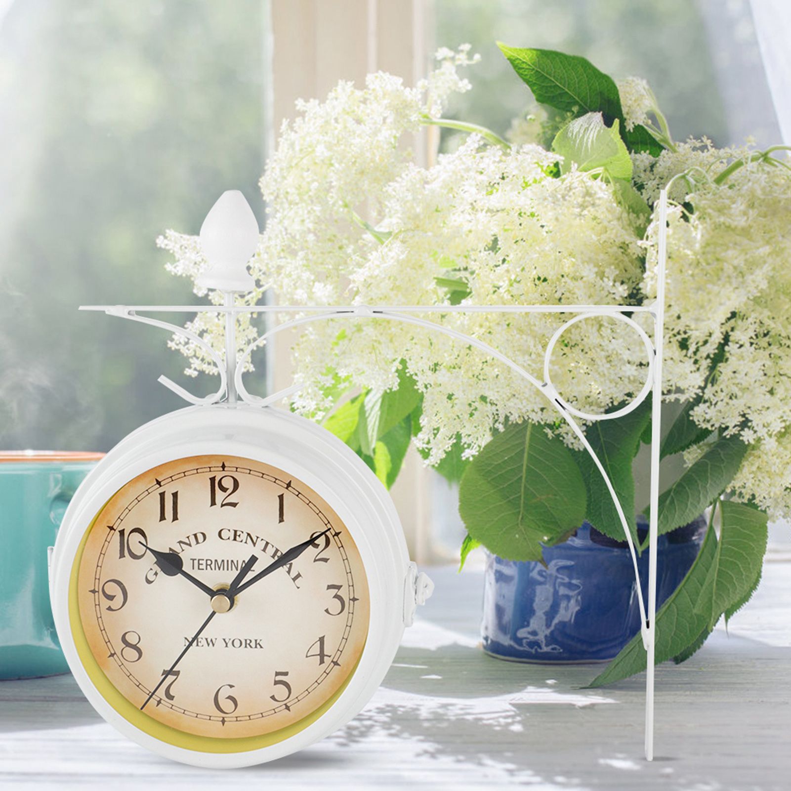 Retro Wall Clocks Double side Living Room Mute Metal Home Decoration view 5