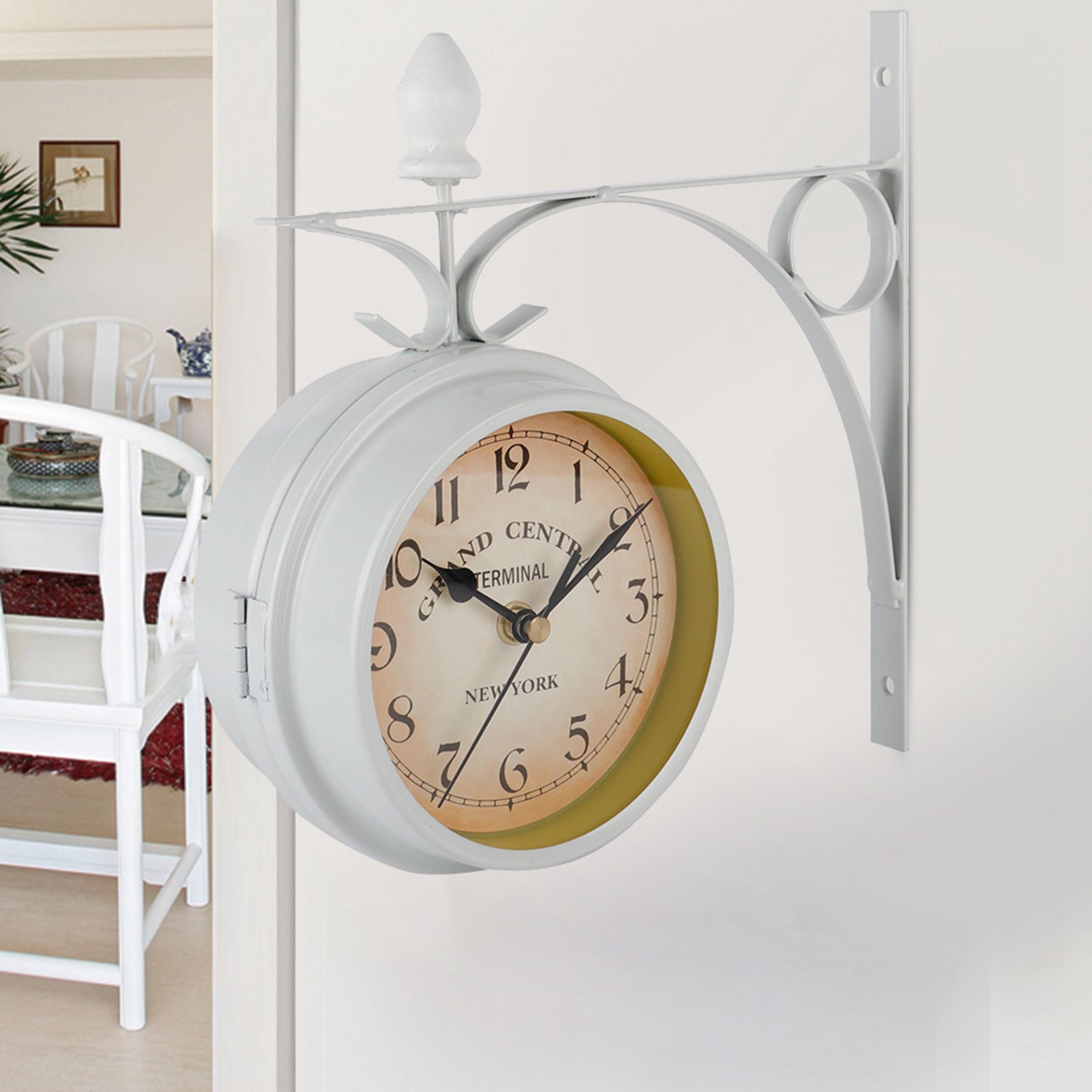 Retro Wall Clocks Double side Living Room Mute Metal Home Decoration view 6