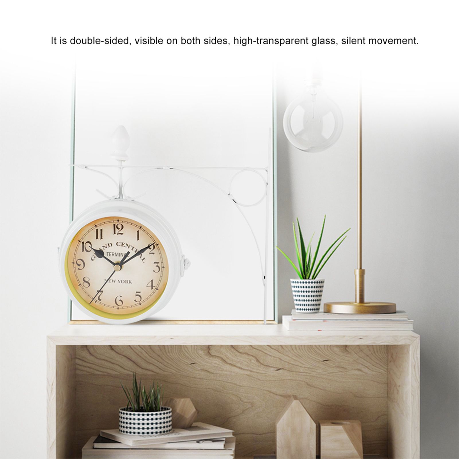 Retro Wall Clocks Double side Living Room Mute Metal Home Decoration view 7