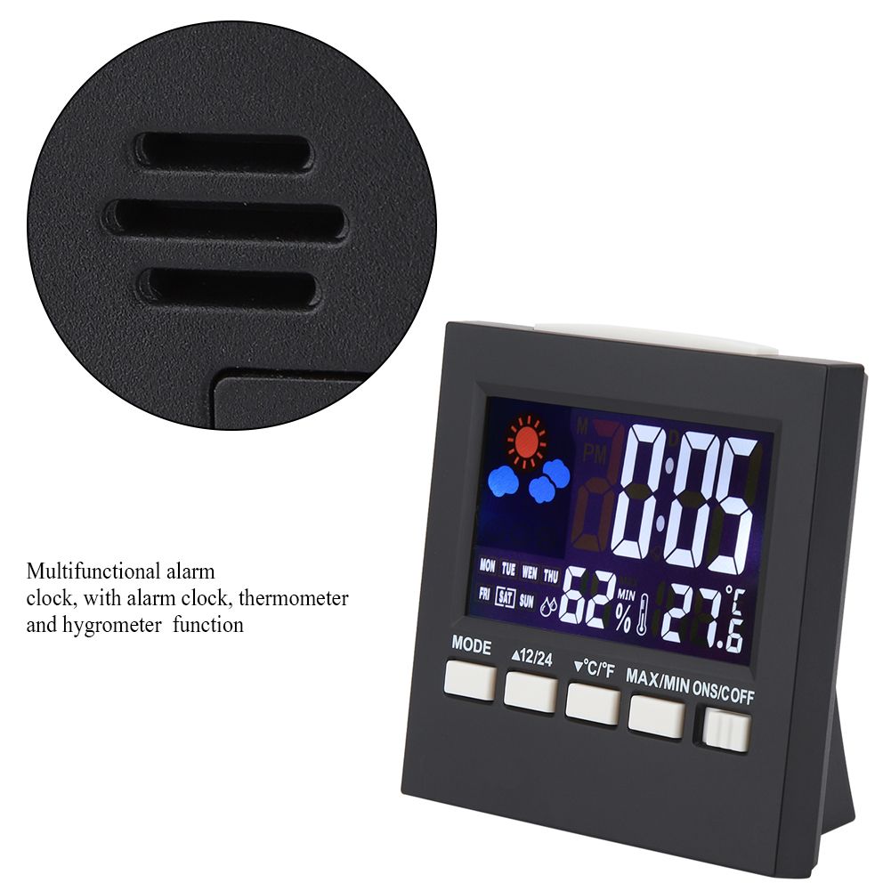 Multipurpose Sound Control Backlight Digital Alarm Clock Thermometer Hygrometer view 12