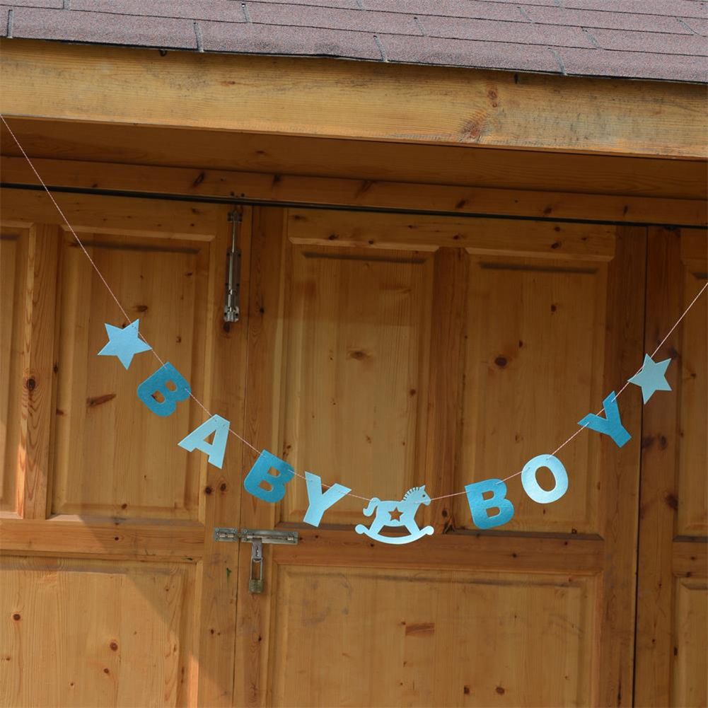 Birthday Decorations Kit Baby Shower Photograph Props Bunting Flag (Blue Boy) view 4