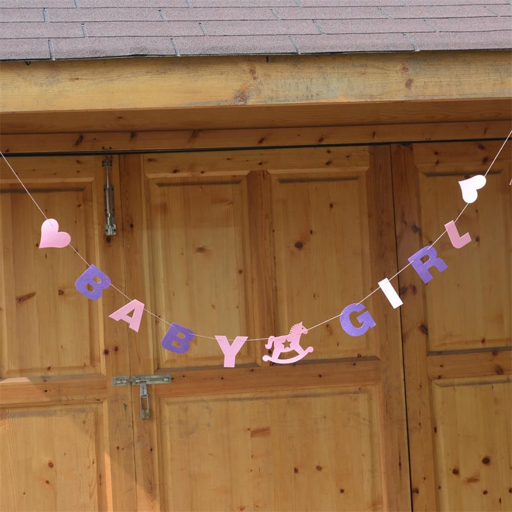 Birthday Decorations Kit Baby Shower Photograph Props Bunting Flag (Pink Girl) — image 1